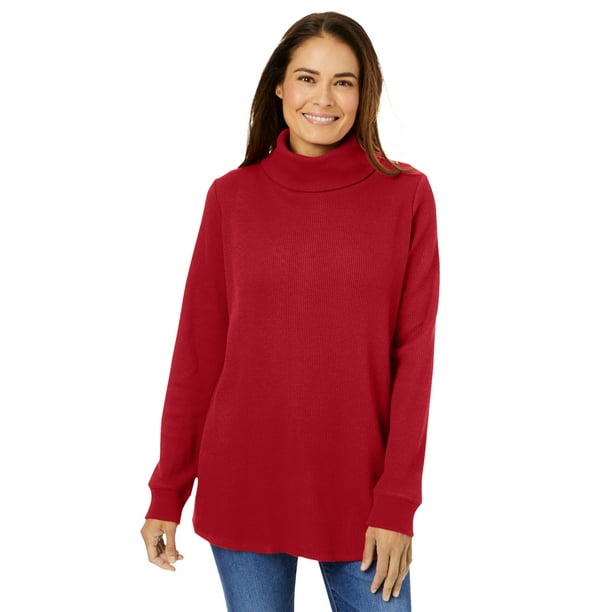 Woman Within Womens Plus Size Thermal Turtleneck Long Underwear Top